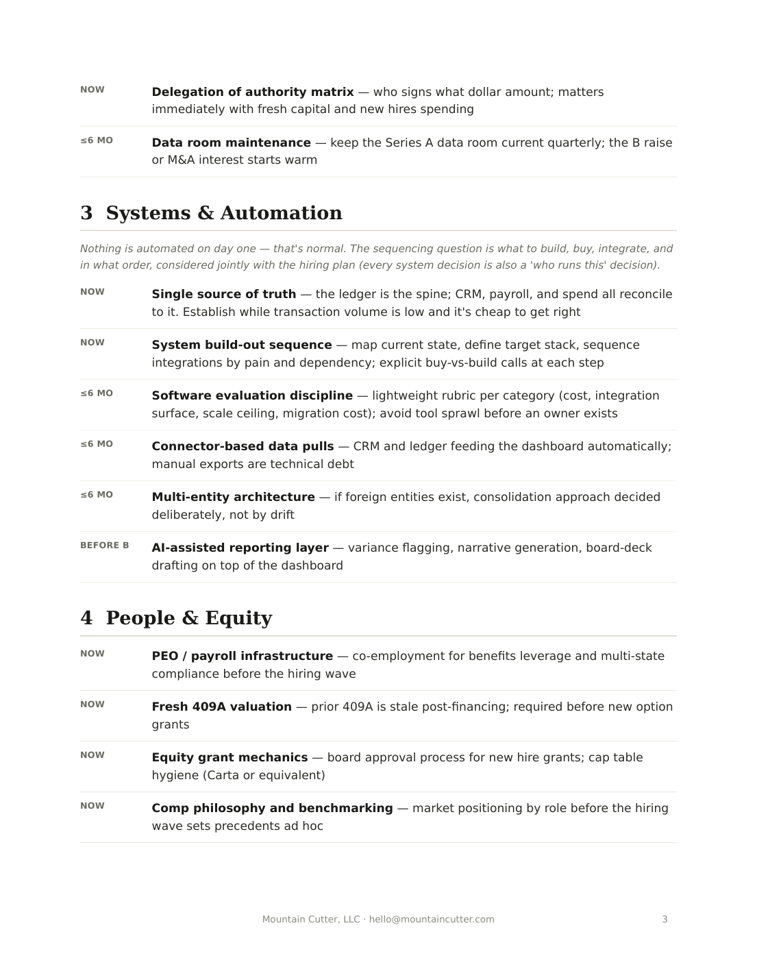 Checklist page 3 — Systems & Automation, People & Equity
